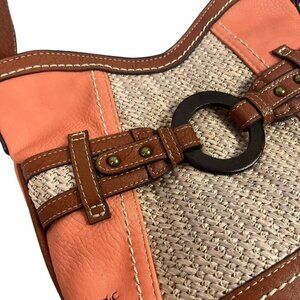 BOC Born Concept Purse Peach Brown Straw Shoulder Handbag